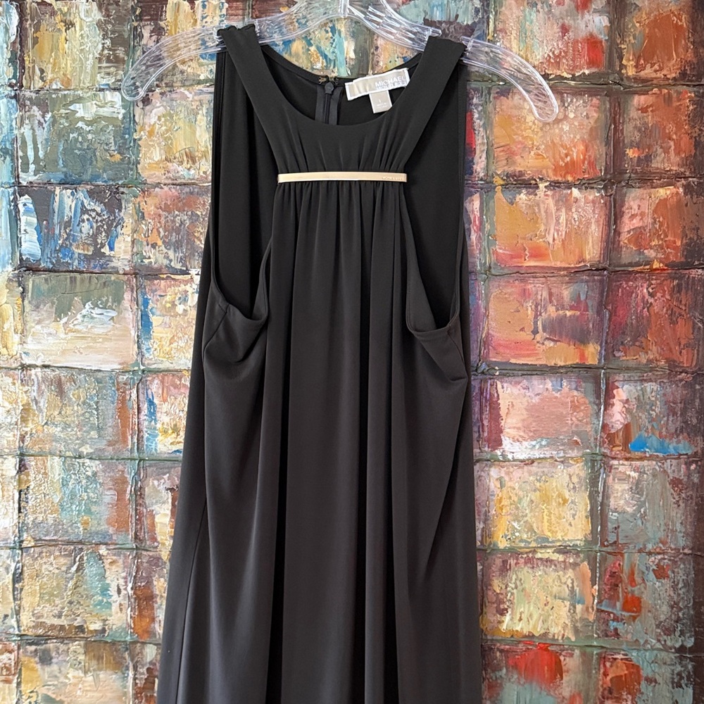 Michael Kors Olive Green Mini Dress with Gold Bar